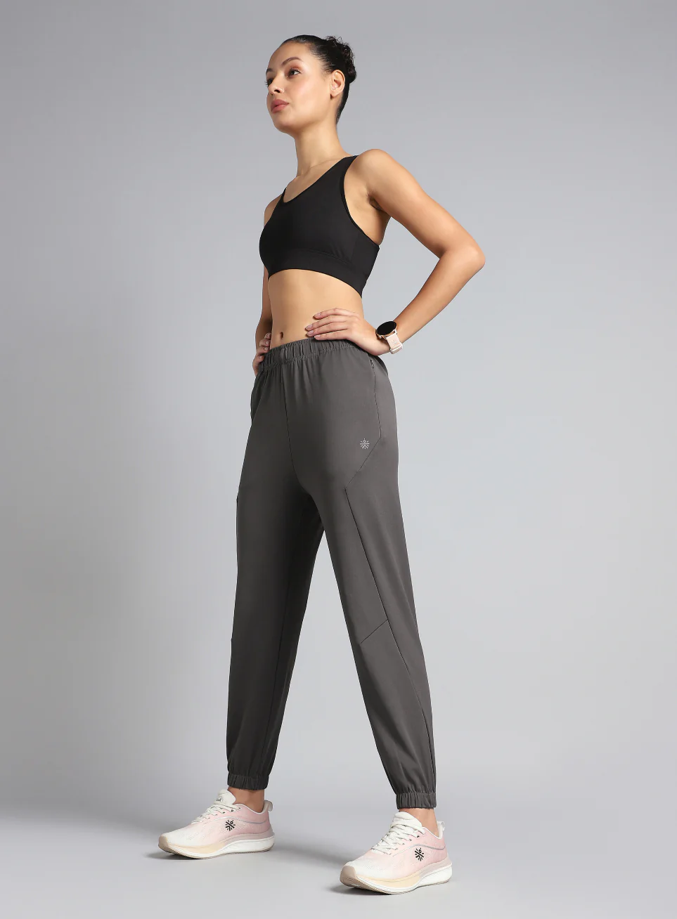 Women's Dark Grey Pace Up Joggers - Image 2