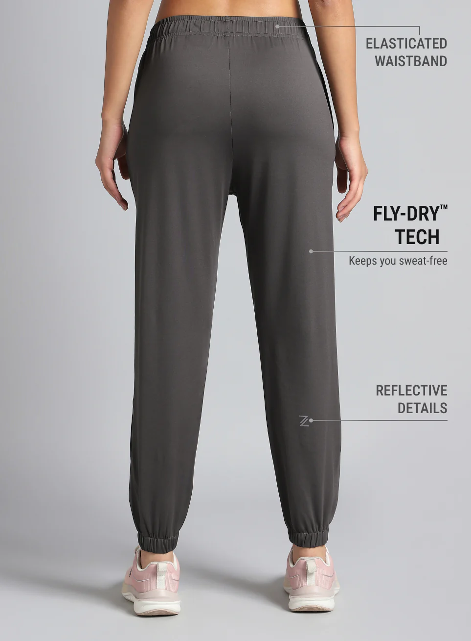 Women's Dark Grey Pace Up Joggers - Image 6