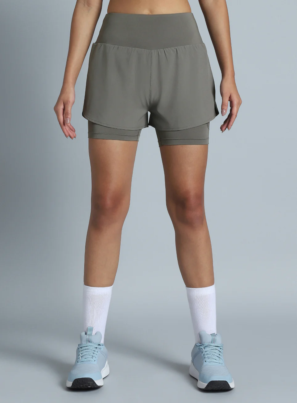 Women's Dark Grey Performance Pro Training Layered Shorts - Image 4