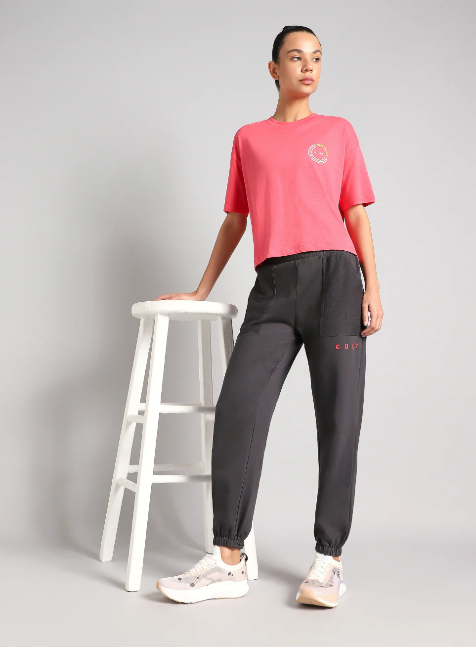 Women's Dark Grey Play On Reverse Pocket Joggers - Image 2