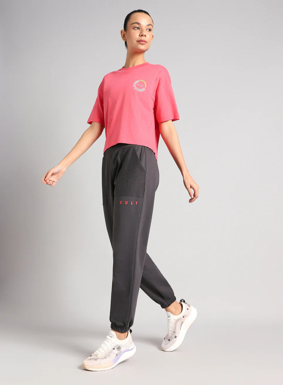 Women's Dark Grey Play On Reverse Pocket Joggers - Image 4
