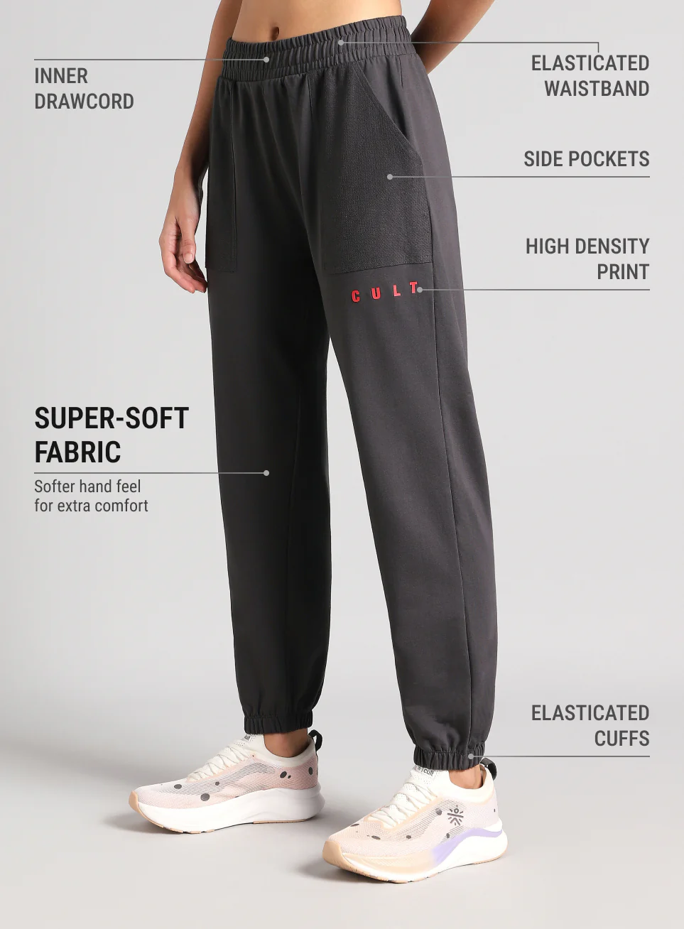 Women's Dark Grey Play On Reverse Pocket Joggers - Image 6