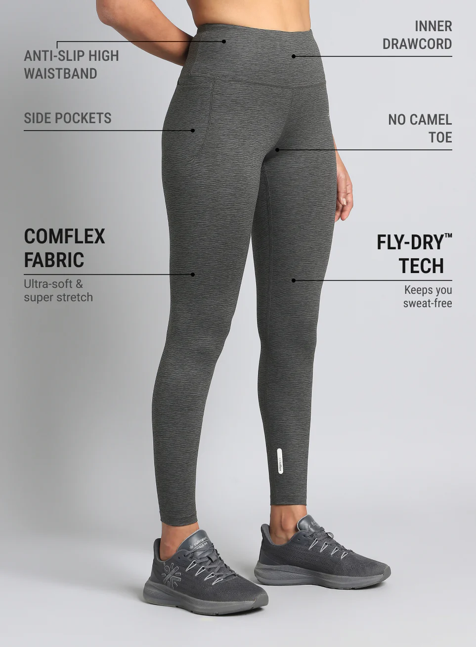 Women's Dark Grey Printed Train All Day COMFlex Tights - Image 5