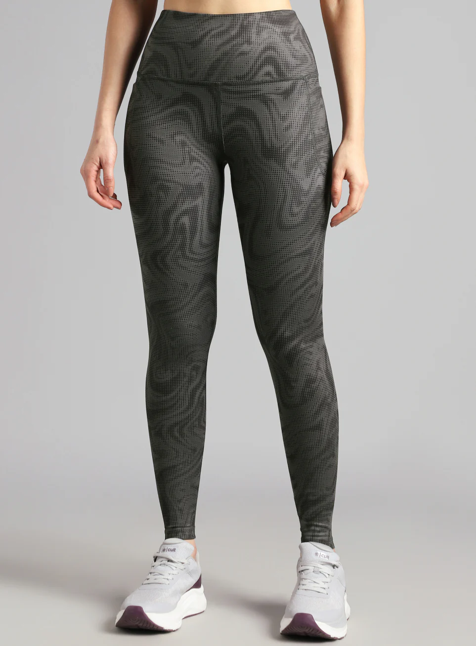 Women's Dark Grey Printed Train All Day COMFlex Tights - Image 4