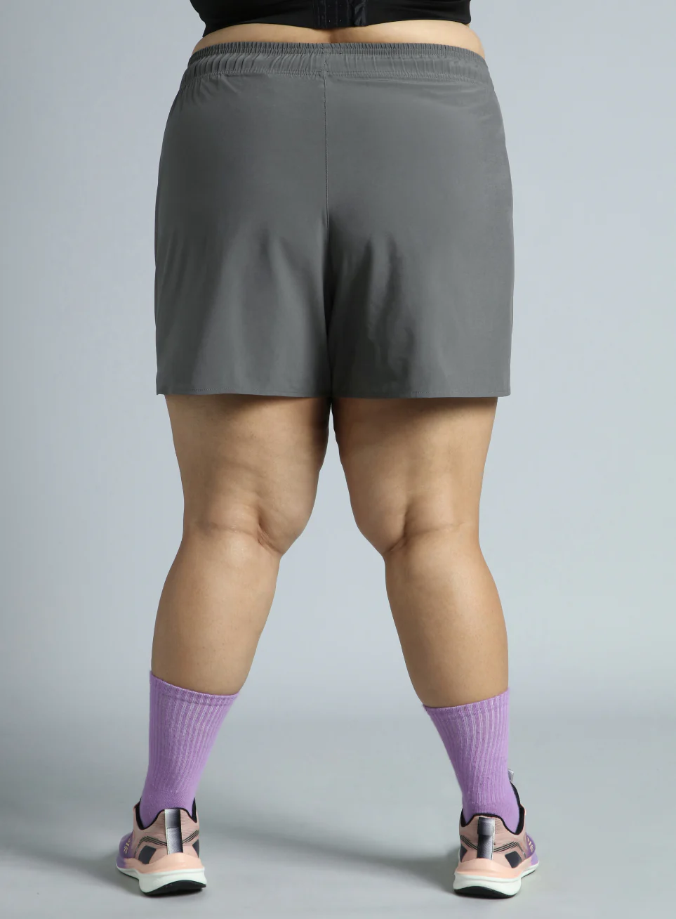 Women's Dark Grey Running Essential Plus Size Shorts - Image 6