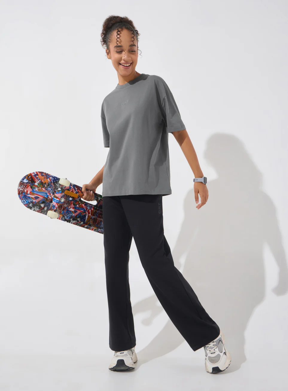 Women's Dark Grey Soft Form Comfort Oversized T-shirt - Image 2
