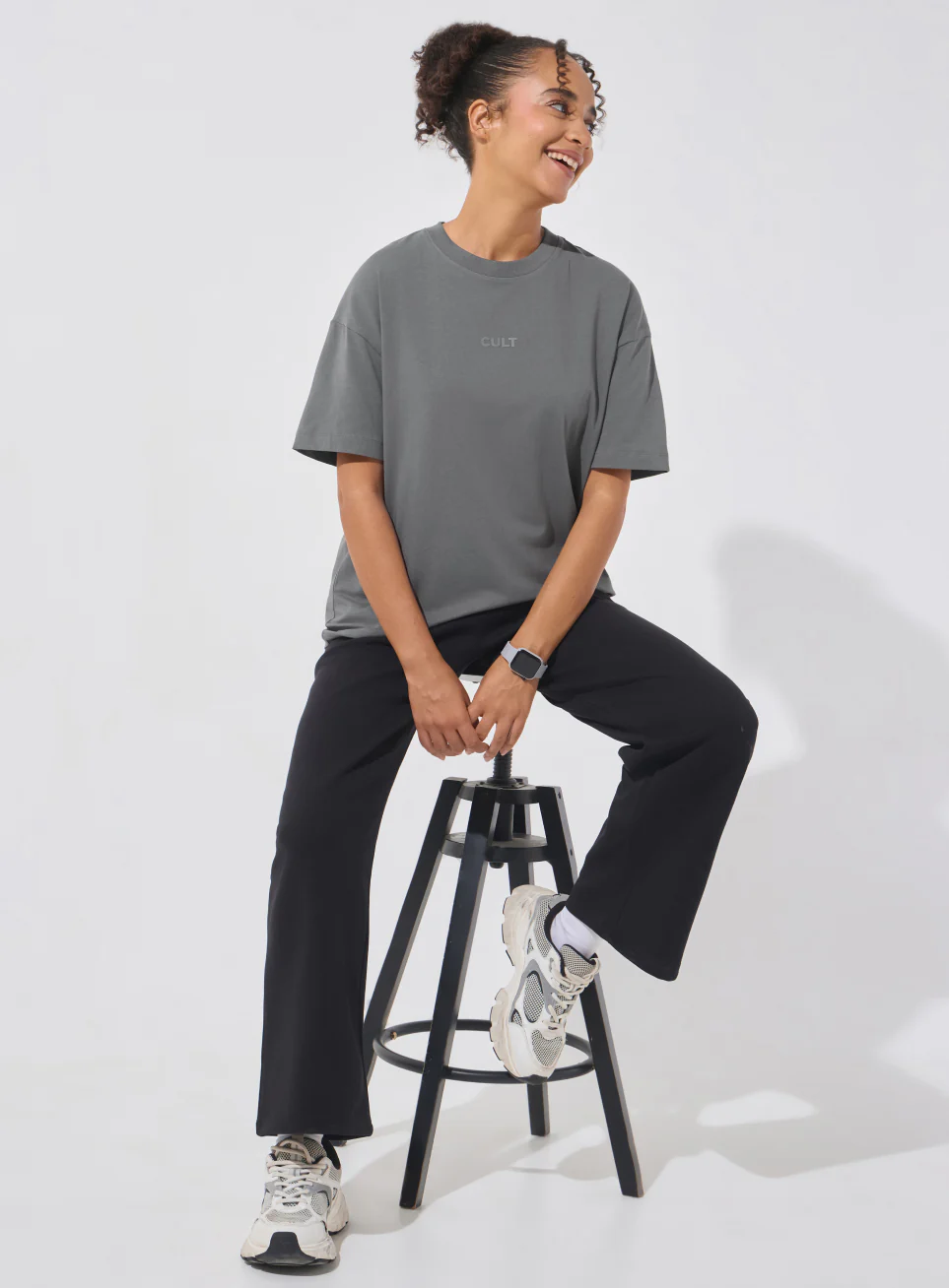 Women's Dark Grey Soft Form Comfort Oversized T-shirt - Image 3