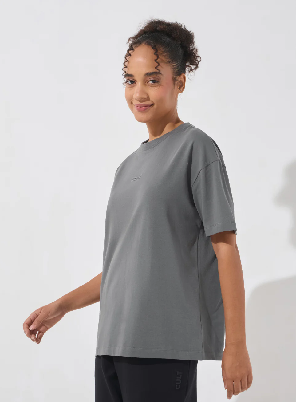 Women's Dark Grey Soft Form Comfort Oversized T-shirt - Image 5