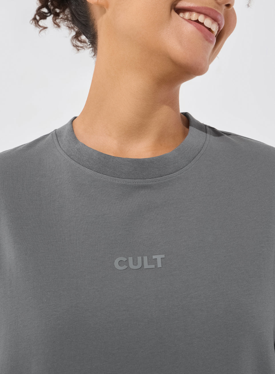 Women's Dark Grey Soft Form Comfort Oversized T-shirt - Image 7