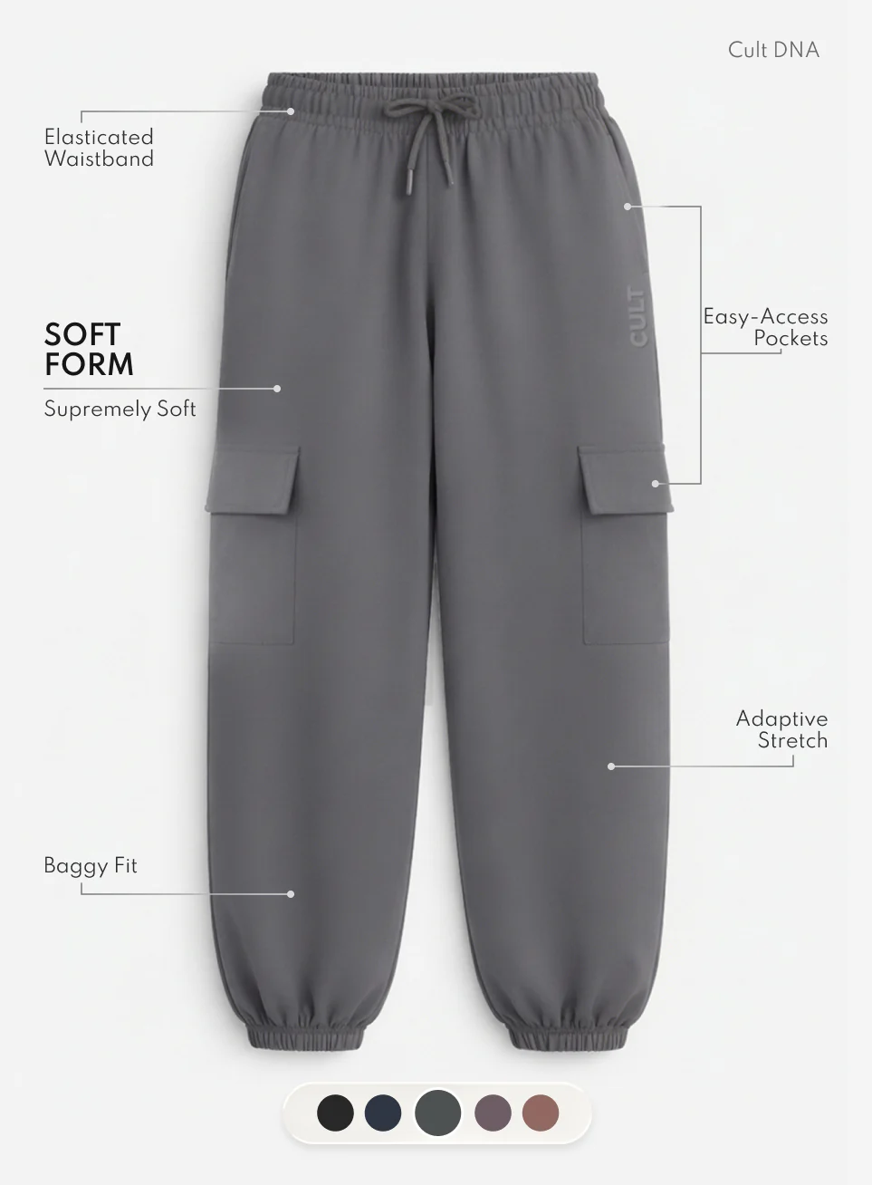 Women's Dark Grey Soft Form Loose Fit Joggers - Image 4