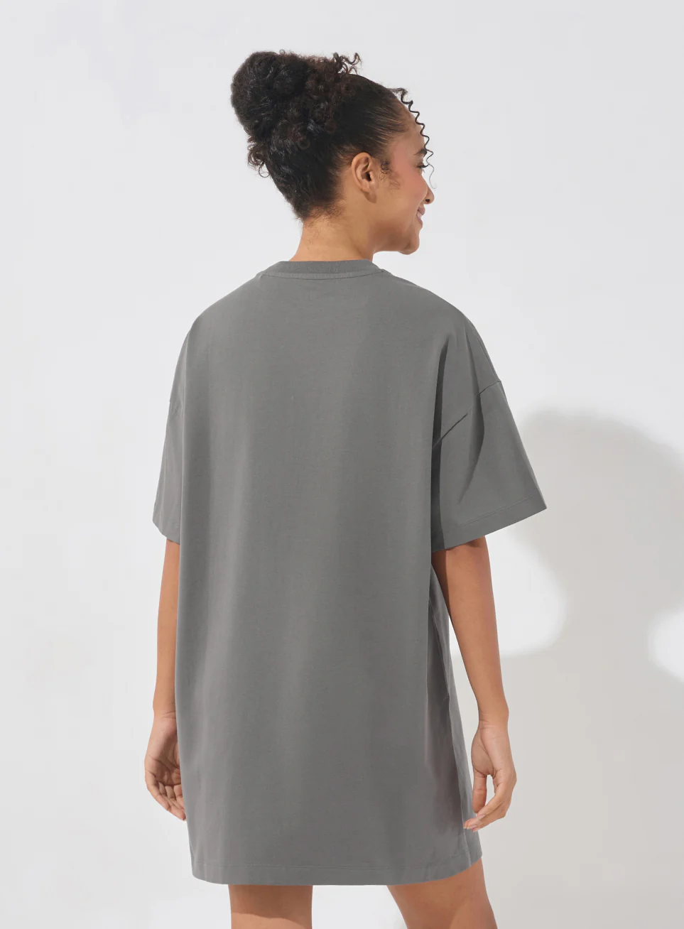 Women's Dark Grey Soft Form Oversized T-shirt Dress - Image 6