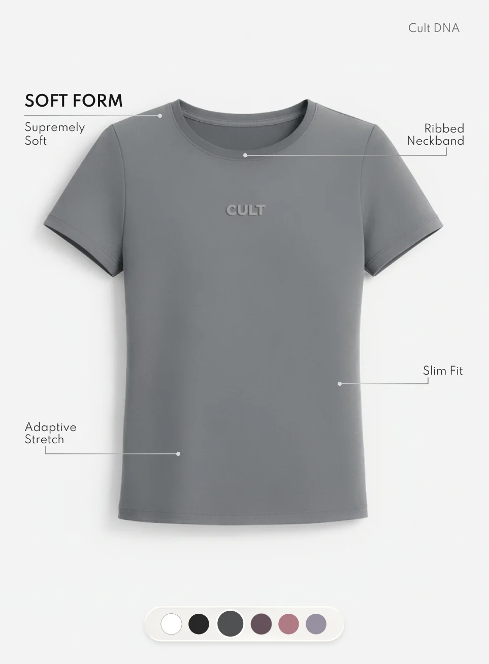 Women's Dark Grey Soft Form Snug T-shirt - Image 4
