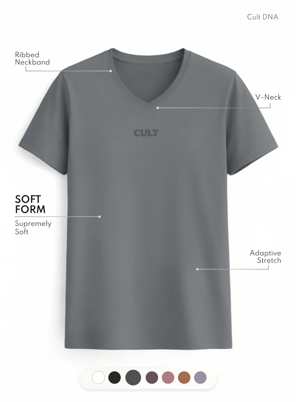 Women's Dark Grey Soft Form V-Neck T-shirt - Image 4