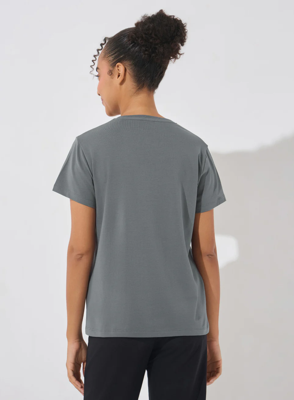 Women's Dark Grey Soft Form V-Neck T-shirt - Image 6