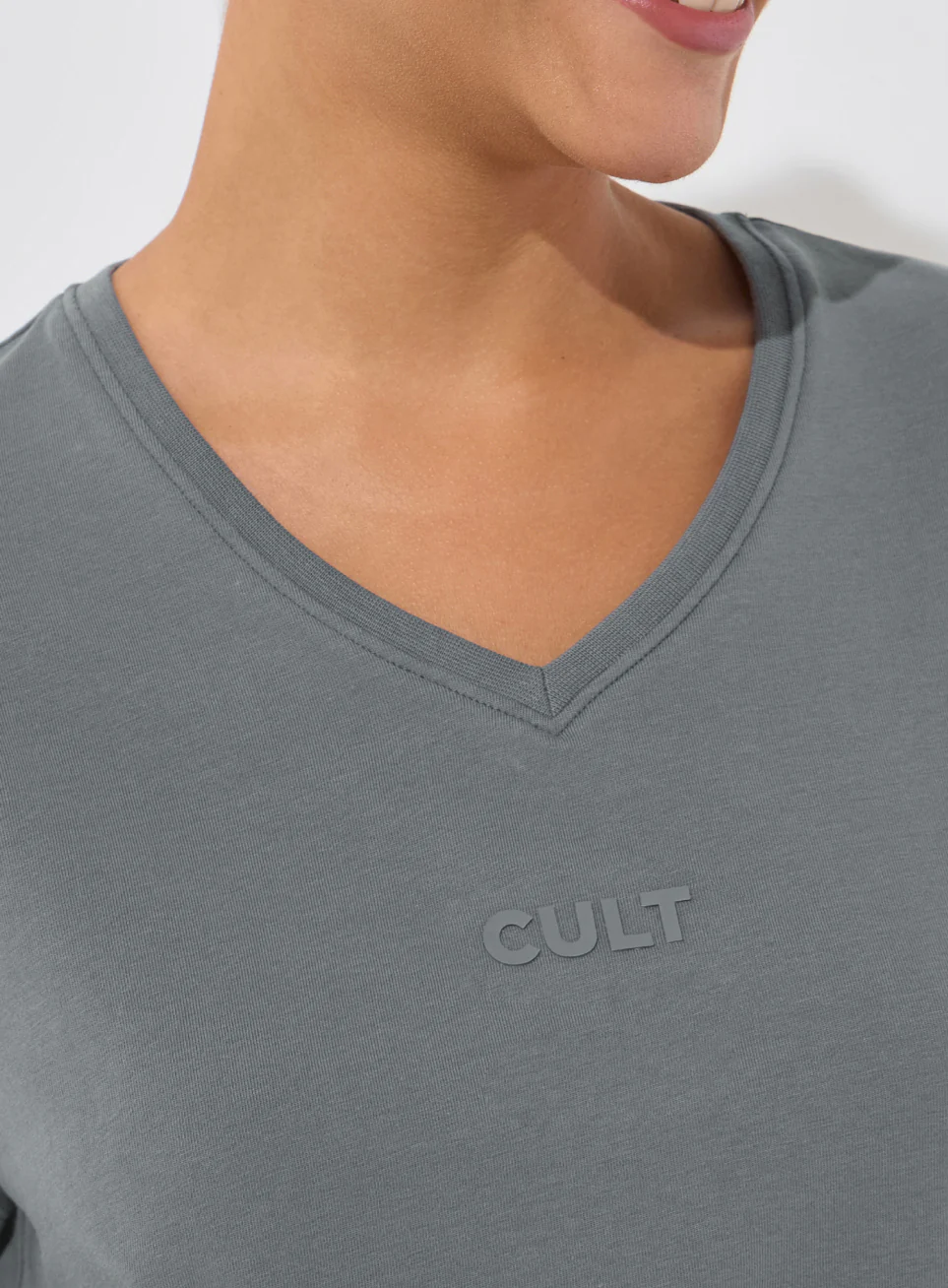 Women's Dark Grey Soft Form V-Neck T-shirt - Image 7