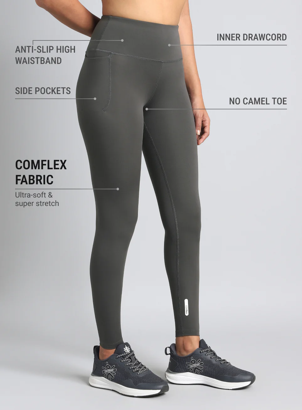 Women's Dark Grey Train All Day COMFlex Tights - Image 5
