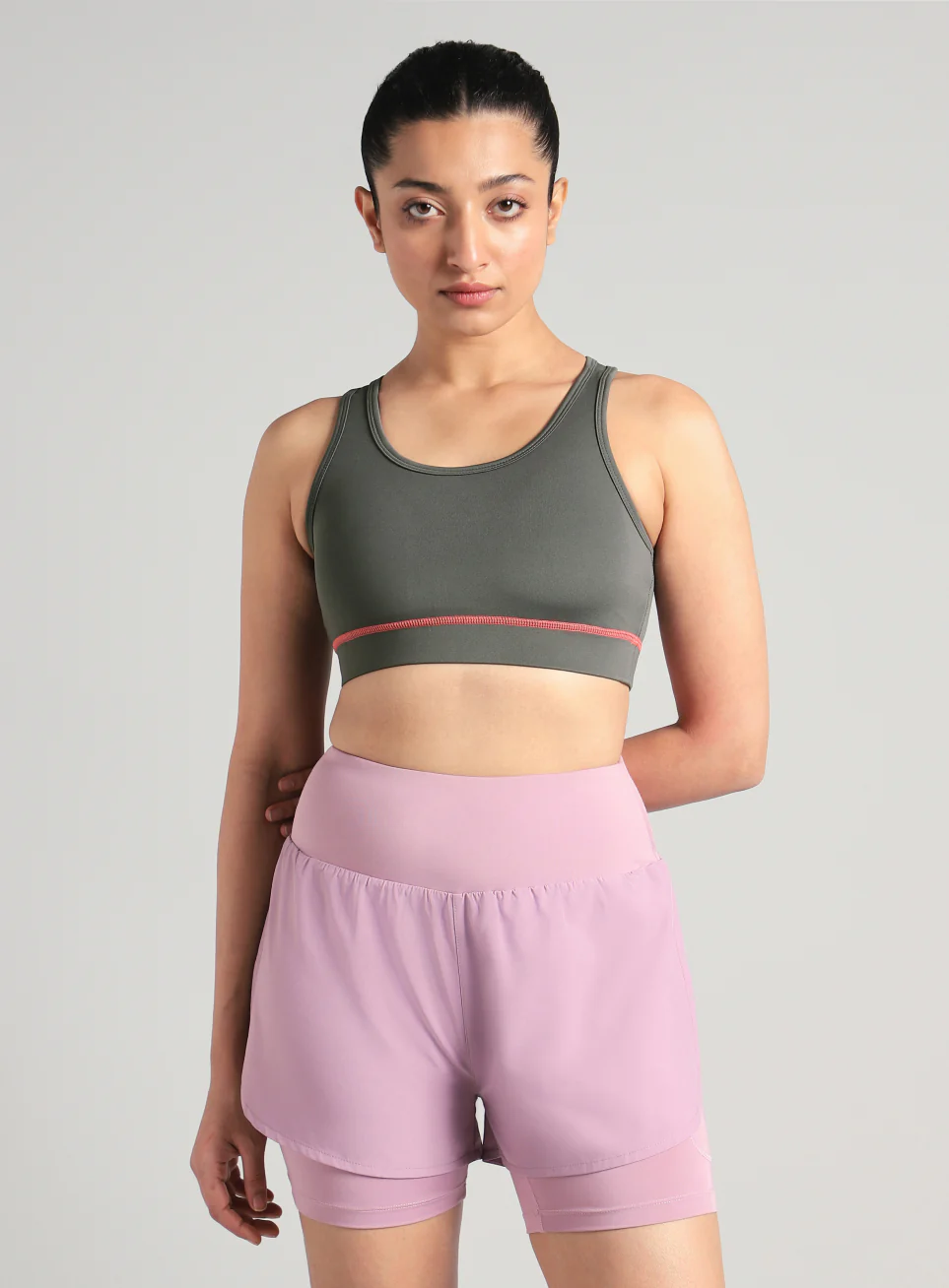 Women's Dark Grey Train-in Medium Support Sports Bra - Image 4