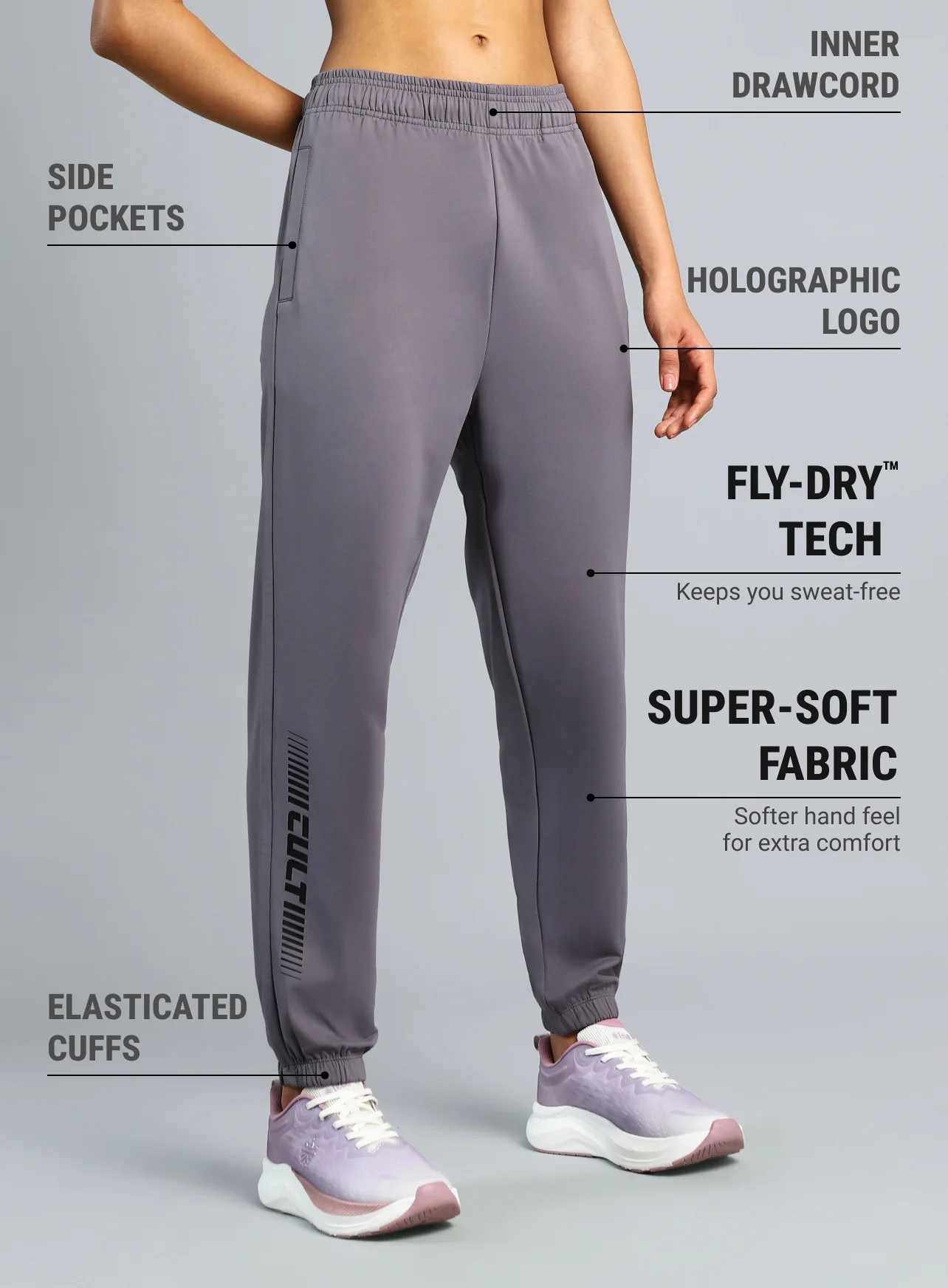 Women's Dark Grey Training All Form Joggers - Image 5