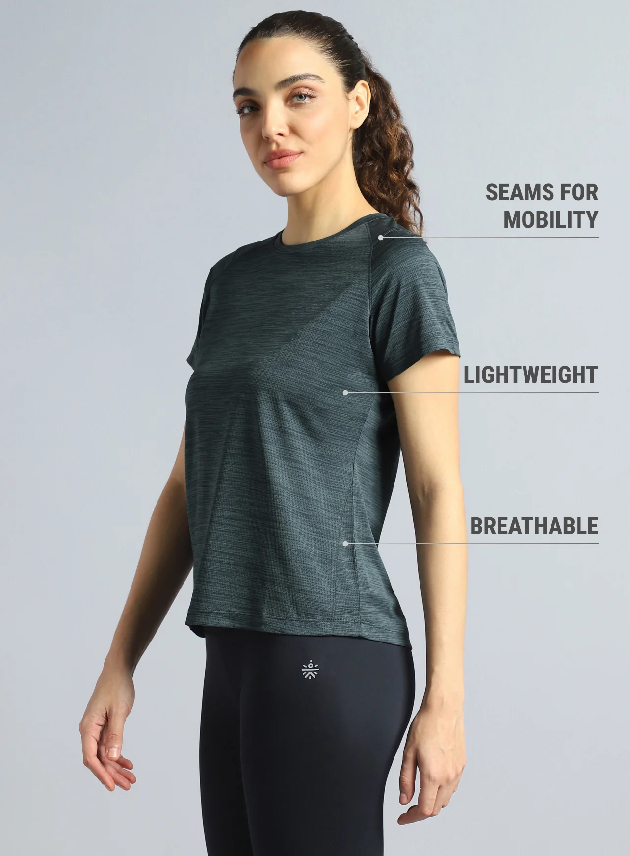 Women's Dark Grey Training Elevate Sculpt T-shirt - Image 5