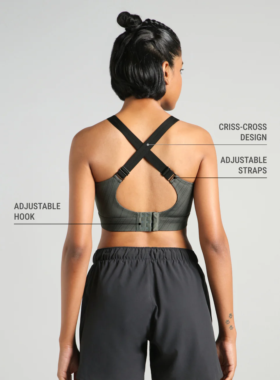 Women's Dark Grey Training Printed High Support Sports Bra - Image 6