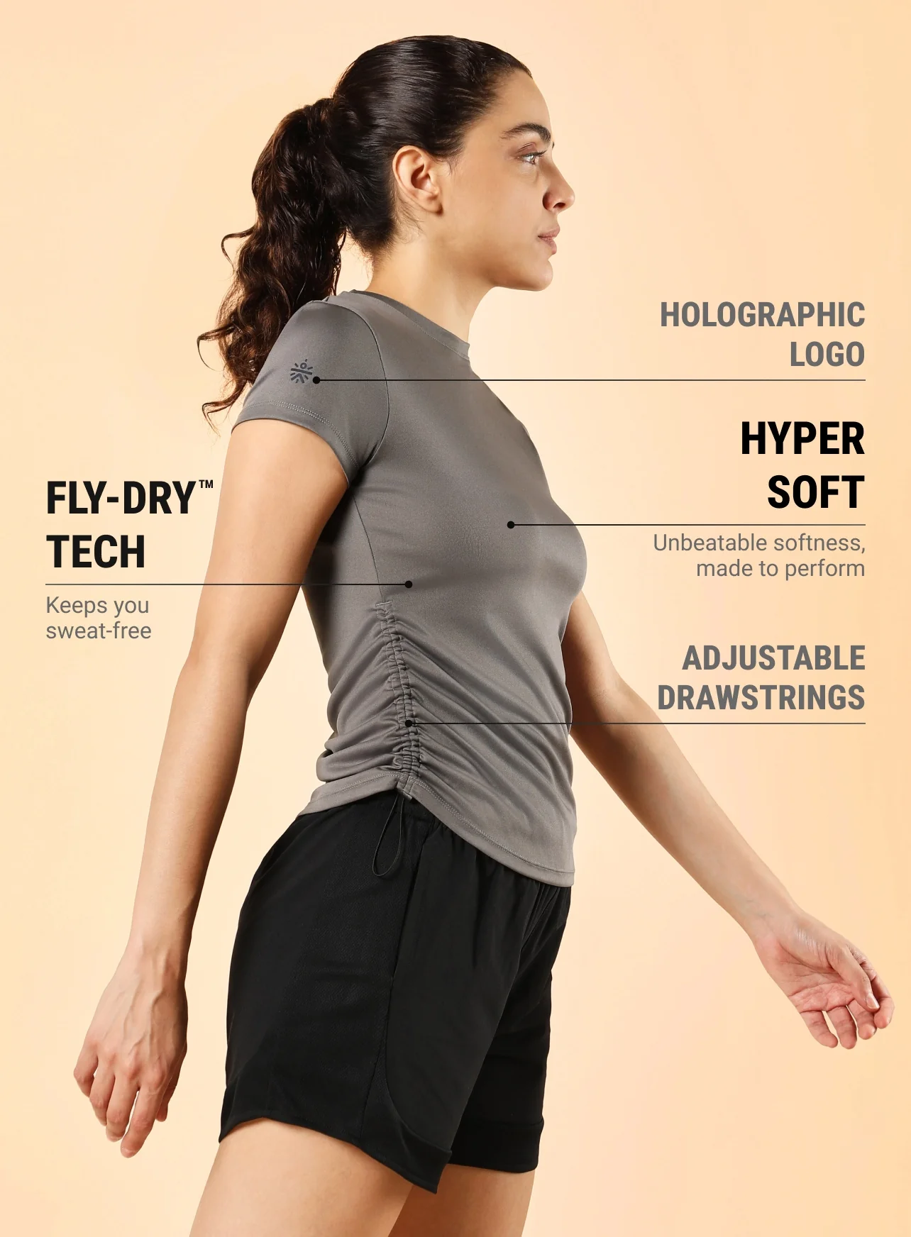 Women's Dark Grey Training Shape Shifter Top - Image 5