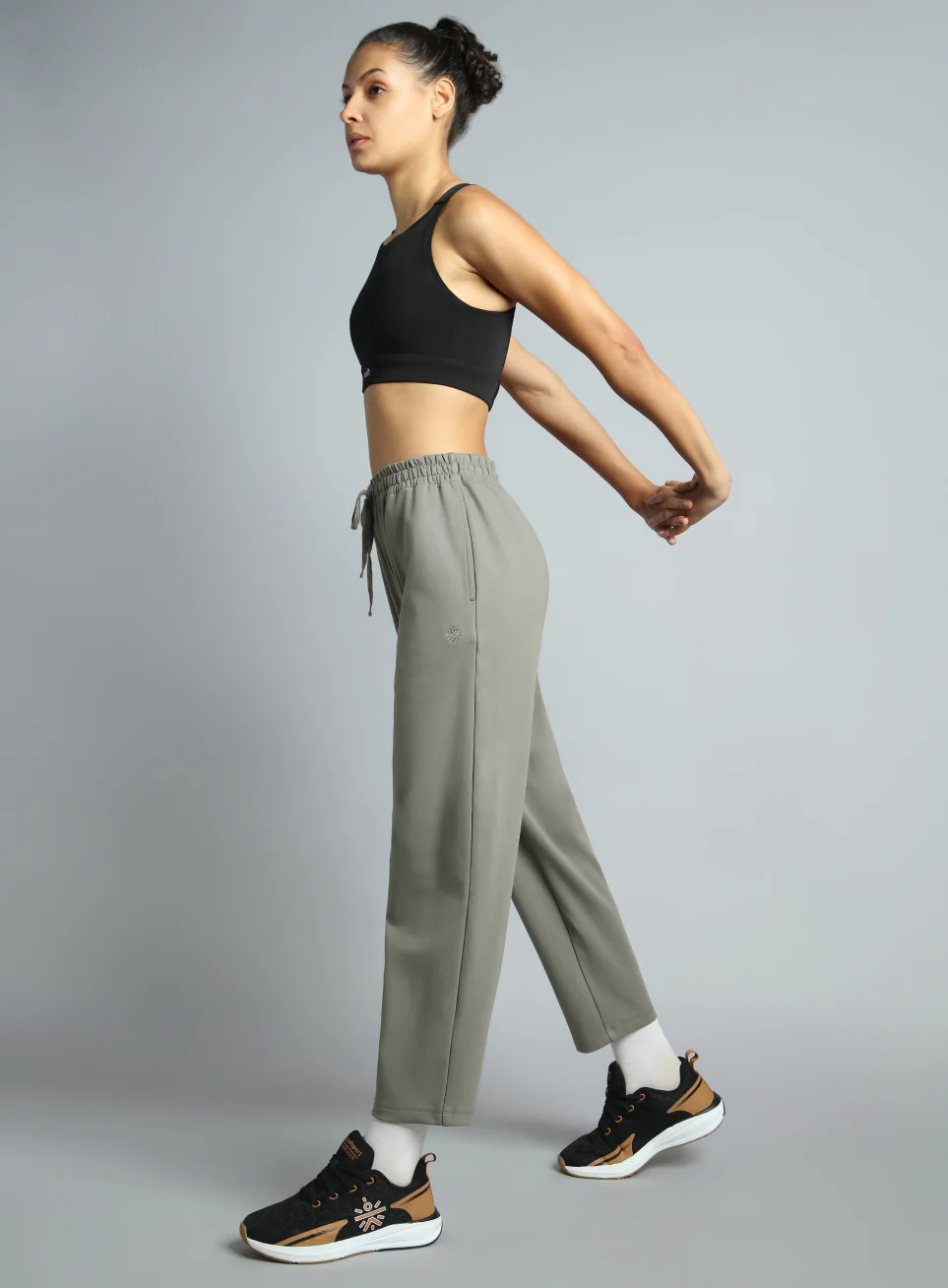 Women's Dark Grey Traveller Tapered Fit Trackpants - Image 3
