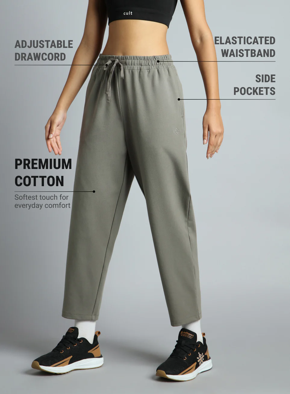Women's Dark Grey Traveller Tapered Fit Trackpants - Image 5