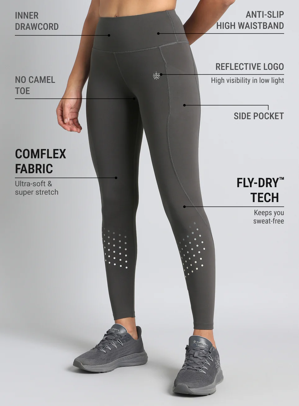 Women's Dark Grey Ultimate Run COMFlex Tights - Image 5