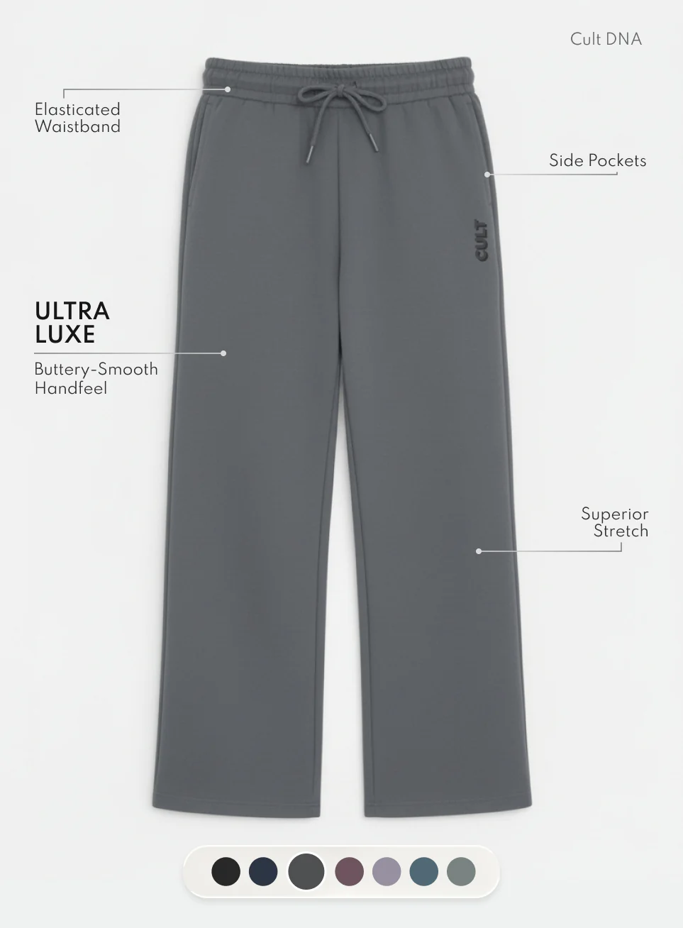 Women's Dark Grey Ultra Luxe Classic Trackpants - Image 4
