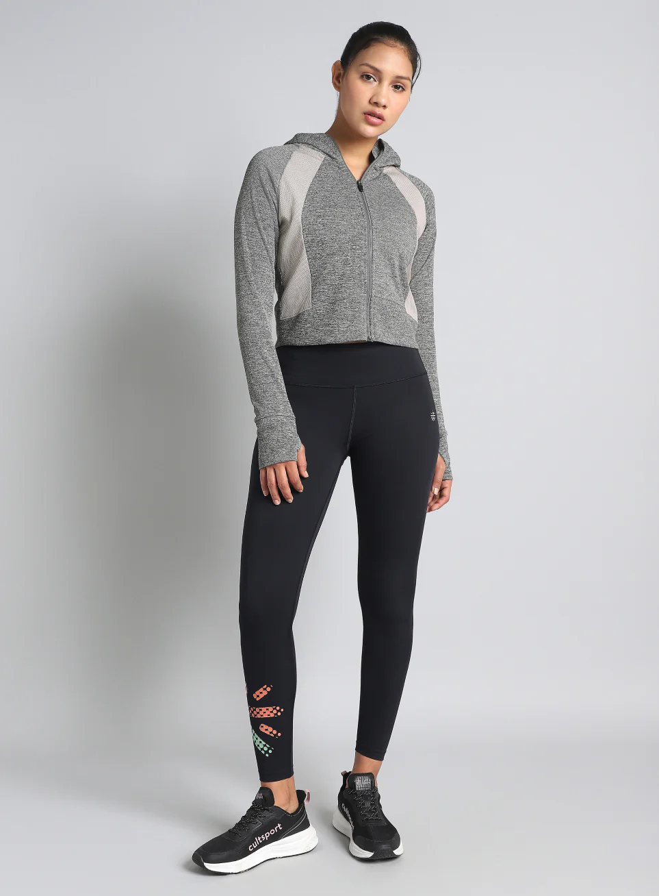 Women's Dark Grey Work It Out Training Cropped Jacket - Image 3