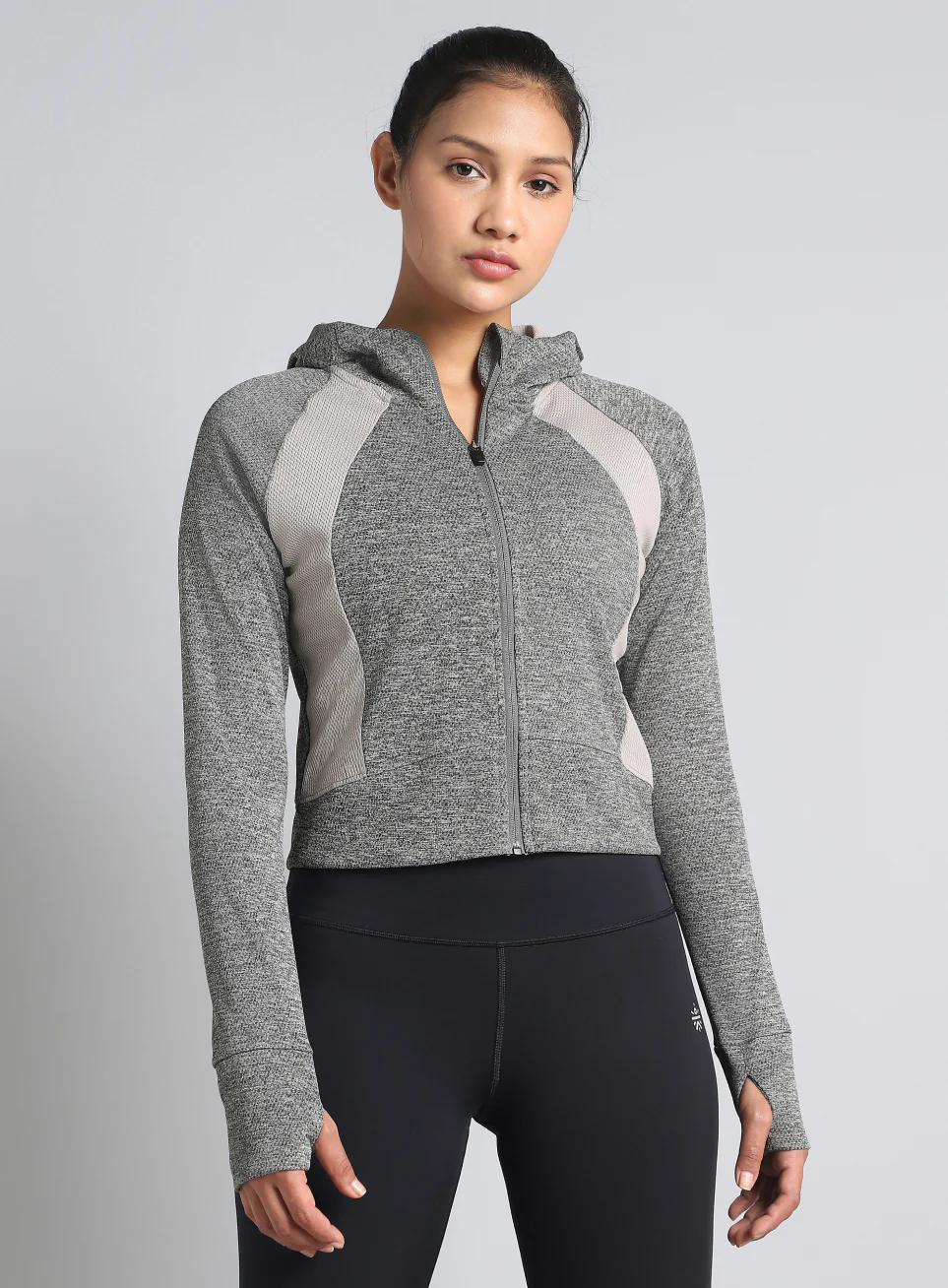 Women's Dark Grey Work It Out Training Cropped Jacket - Image 4