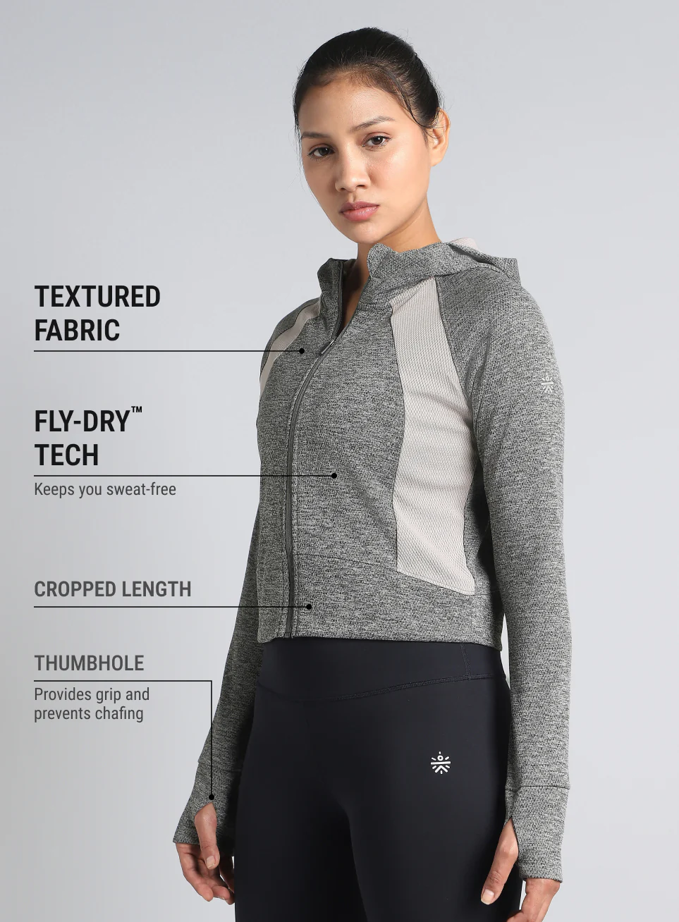 Women's Dark Grey Work It Out Training Cropped Jacket - Image 5