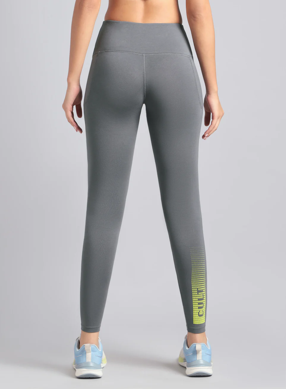 Women's Dark Grey Yoga Flow Cotton Graphic Tights - Image 6