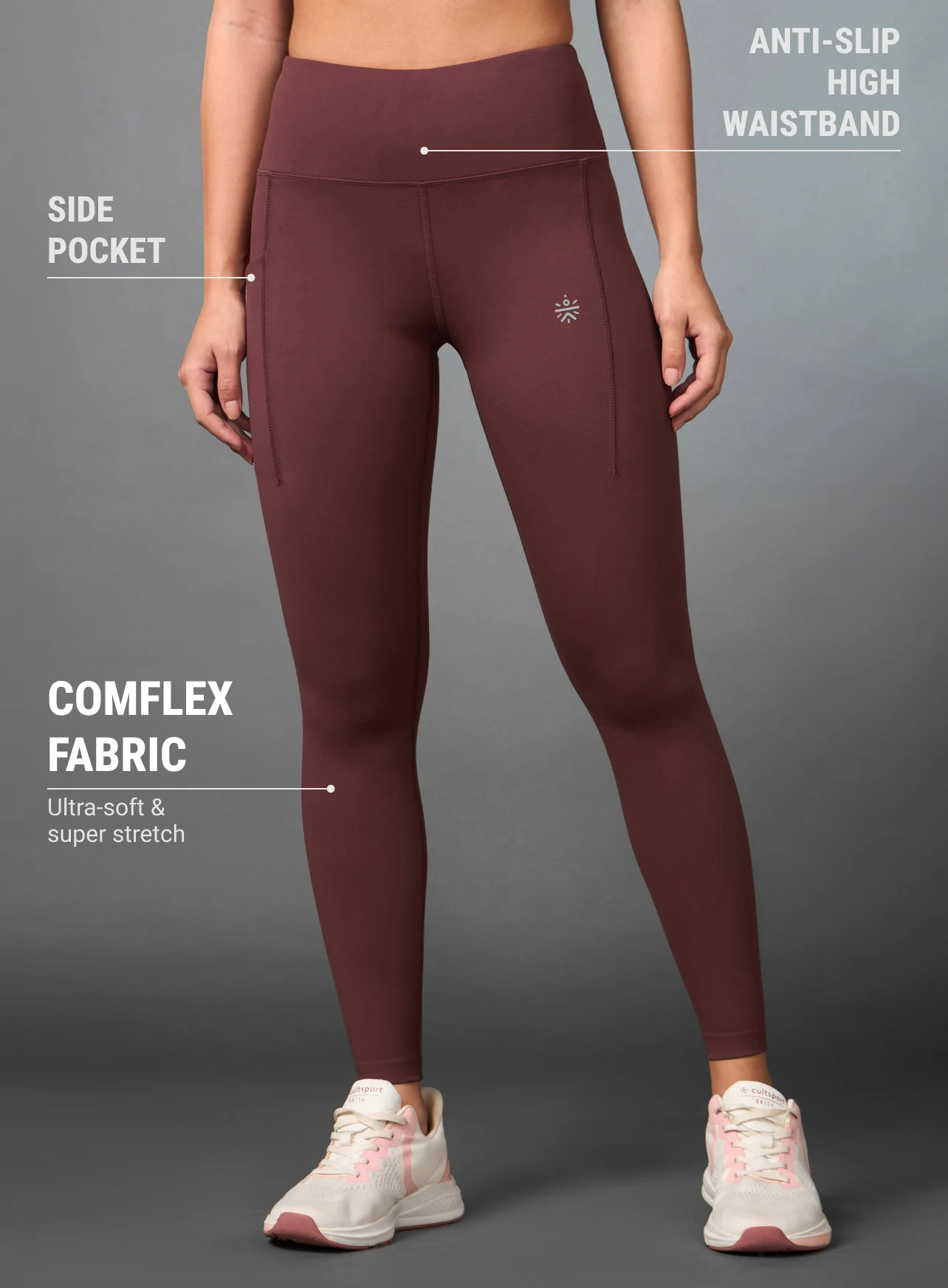 Women's Do It All Brown Performance Tights - Image 4