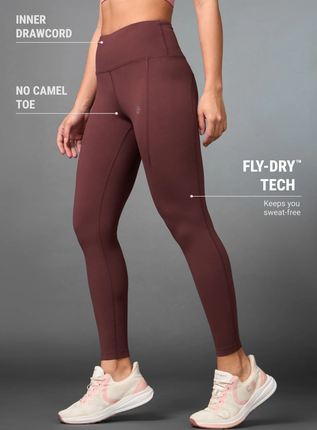 Women's Do It All Brown Performance Tights - Image 5