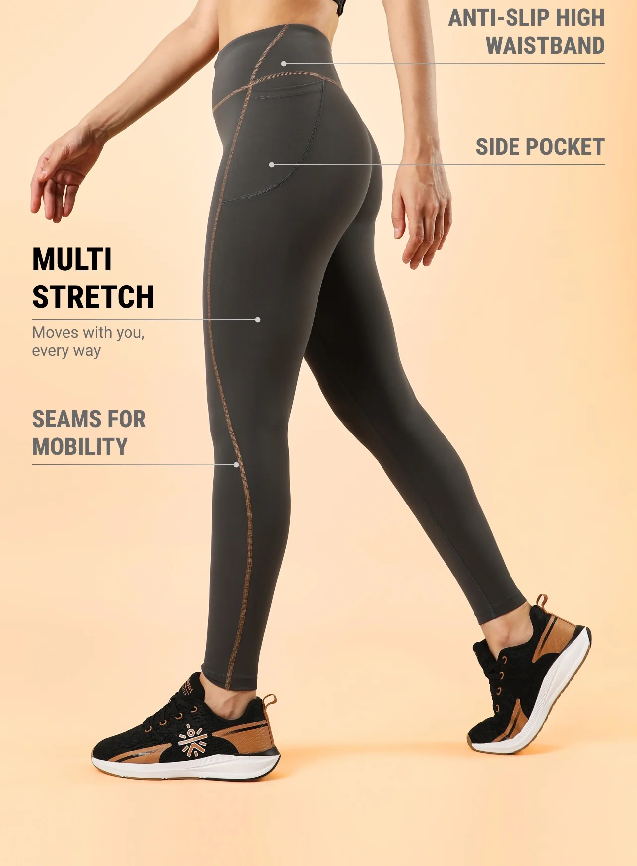 Women's Drak Grey Training Elevate Sculpt COMFlex Tights - Image 5