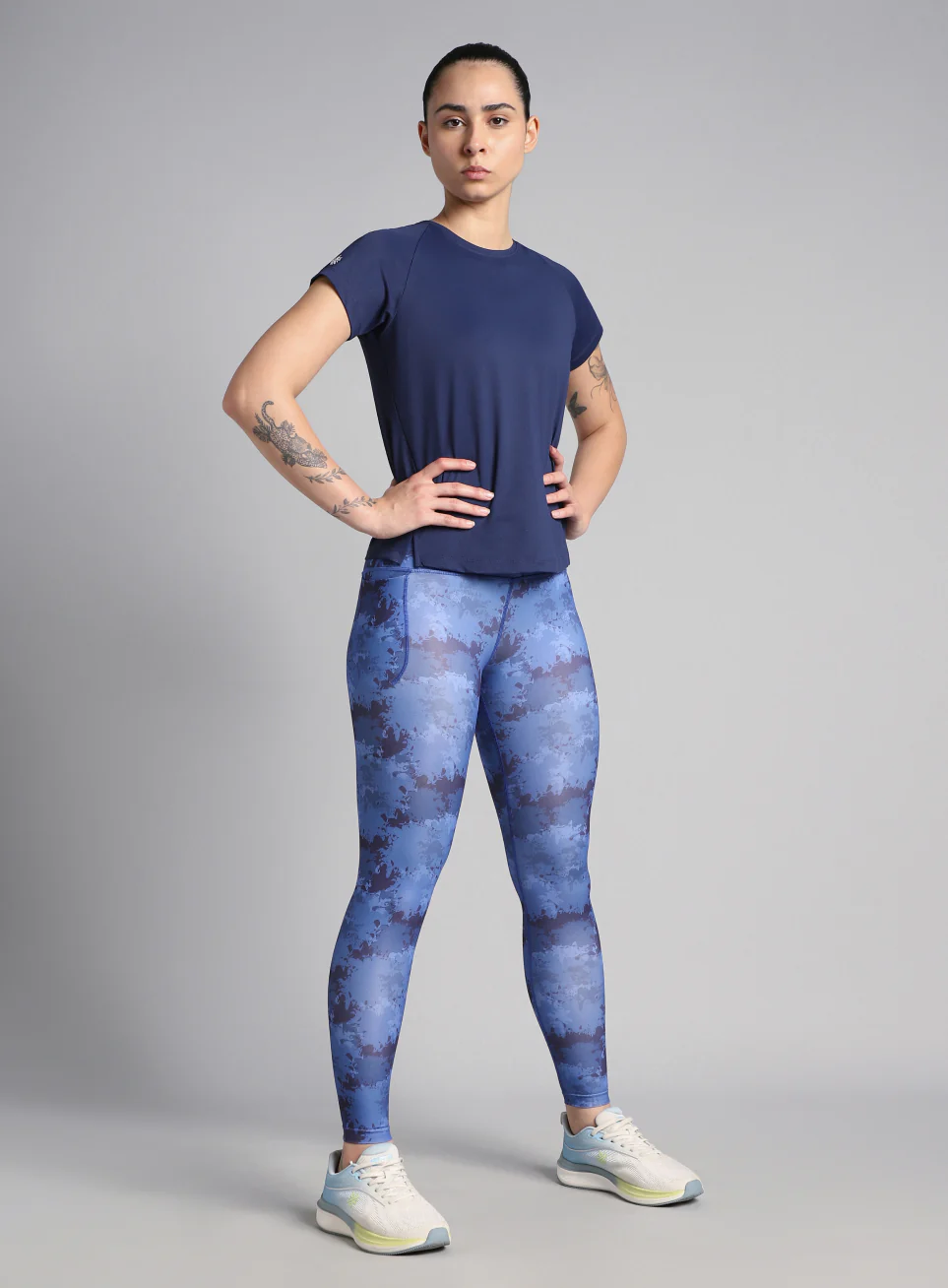 Women's Engineered Knit Blue Performance T-shirt - Image 2