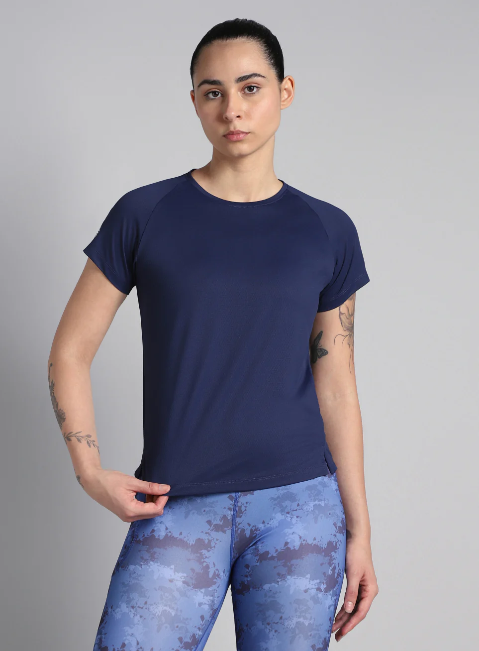 Women's Engineered Knit Blue Performance T-shirt - Image 4