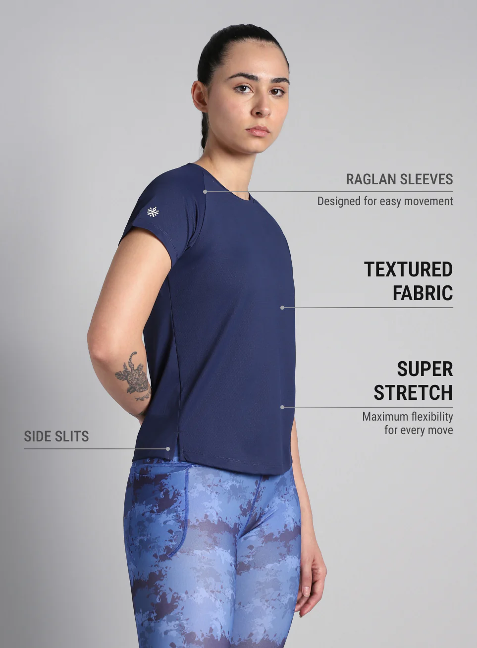 Women's Engineered Knit Blue Performance T-shirt - Image 5