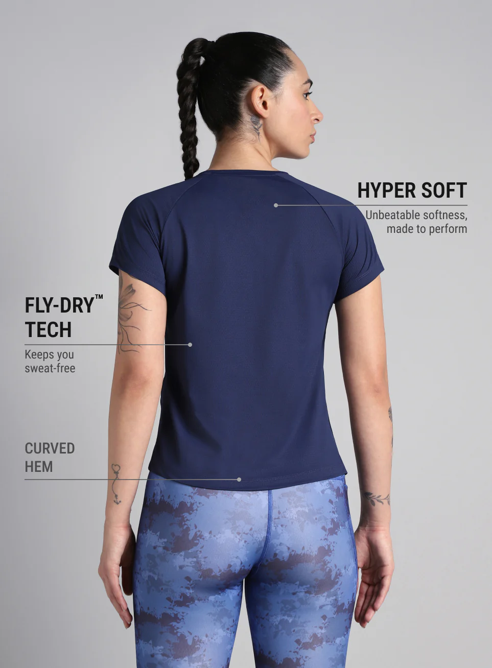Women's Engineered Knit Blue Performance T-shirt - Image 6