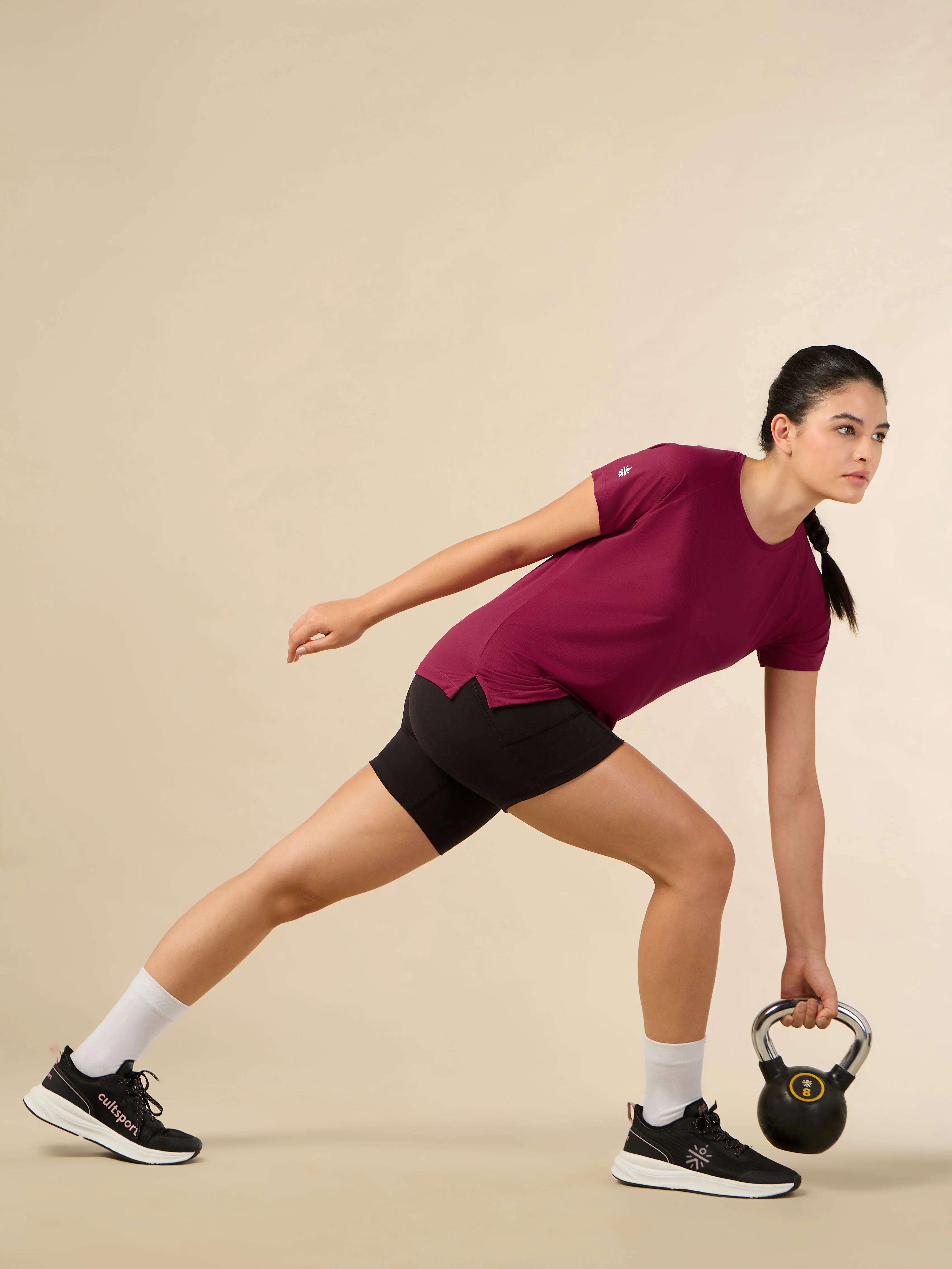Women's Engineered Knit Maroon Performance T-shirt - Image 3