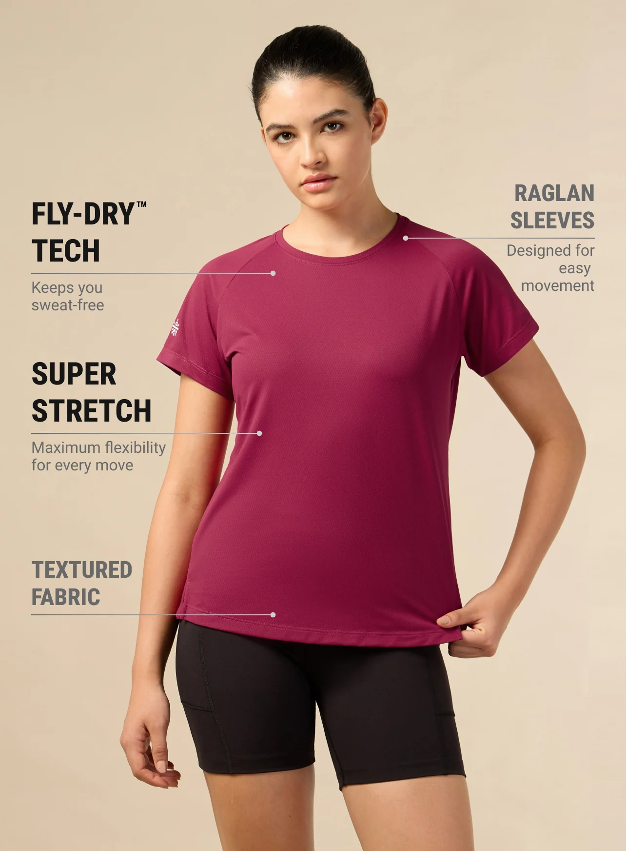 Women's Engineered Knit Maroon Performance T-shirt - Image 4