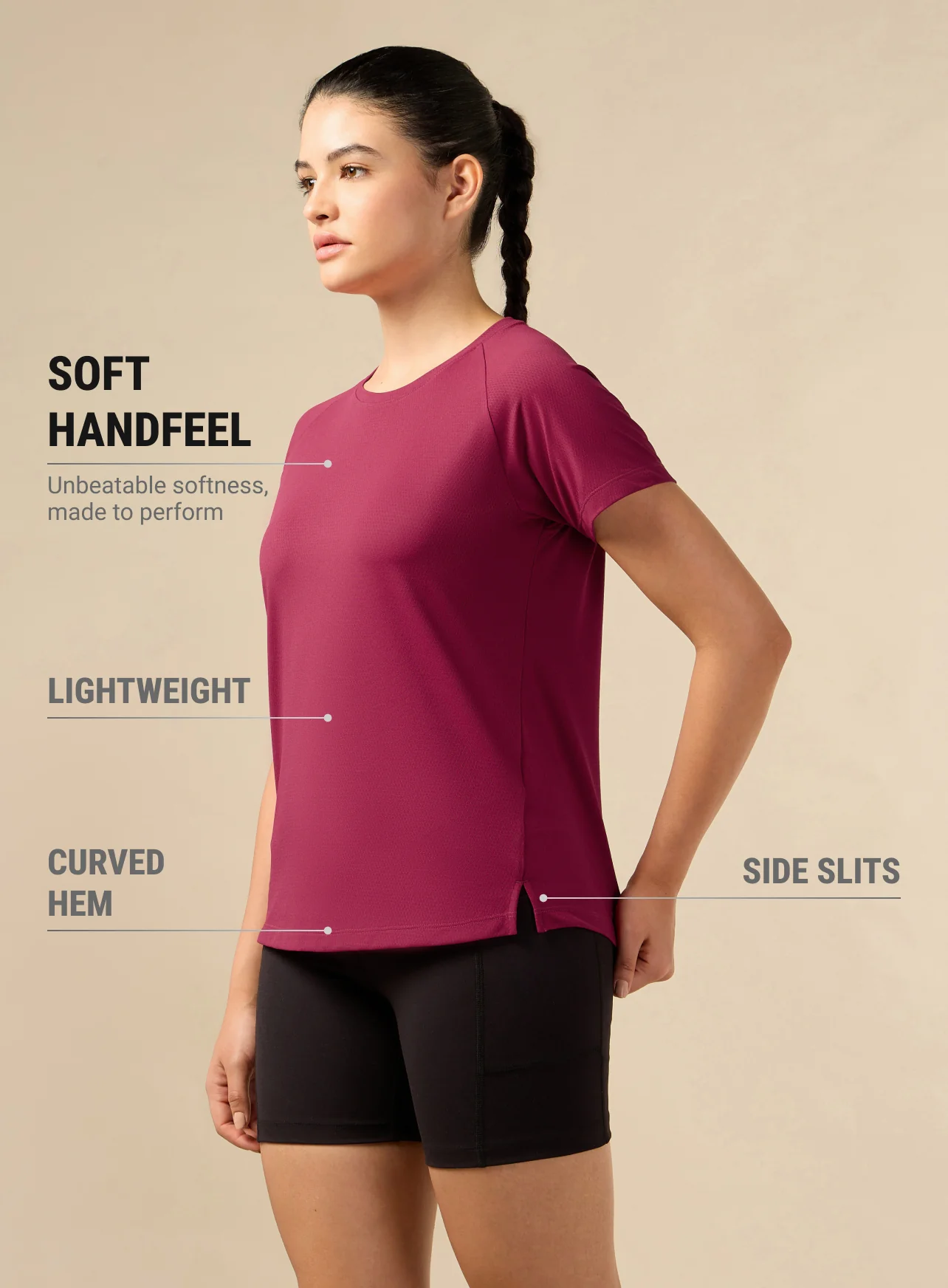 Women's Engineered Knit Maroon Performance T-shirt - Image 5