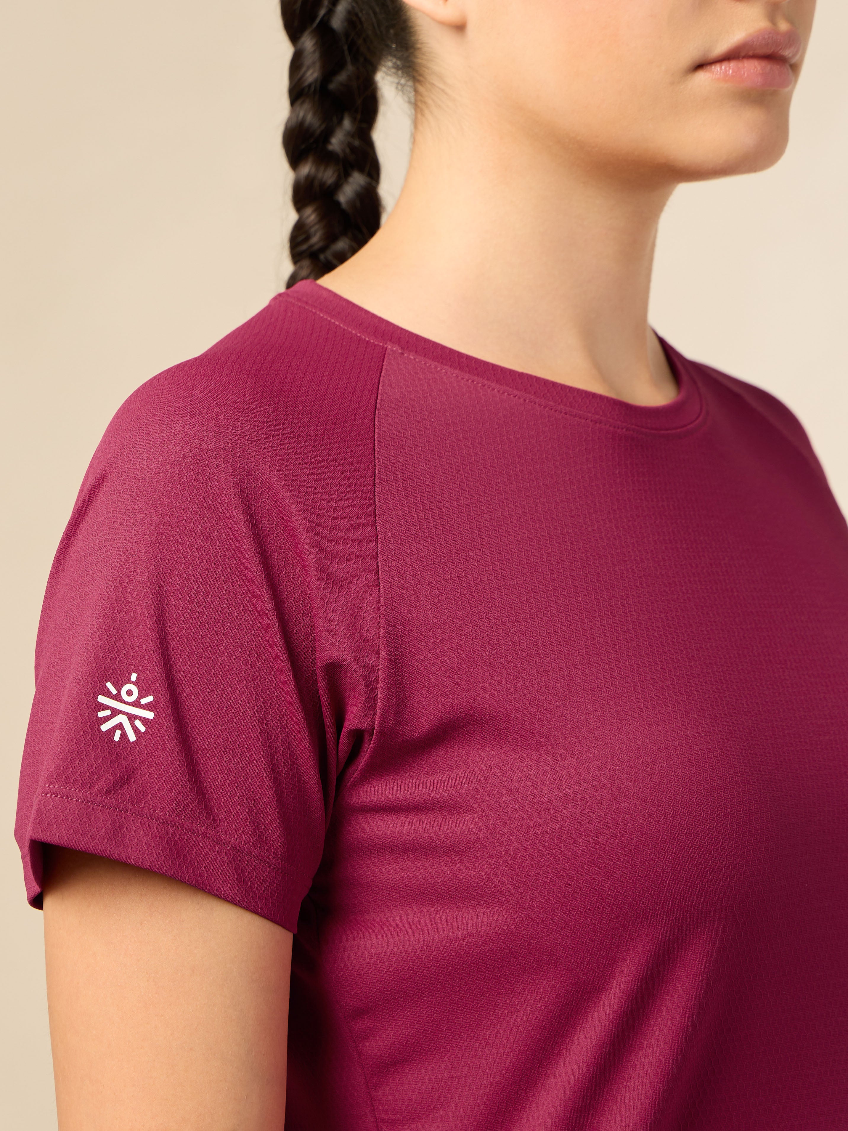 Women's Engineered Knit Maroon Performance T-shirt - Image 8