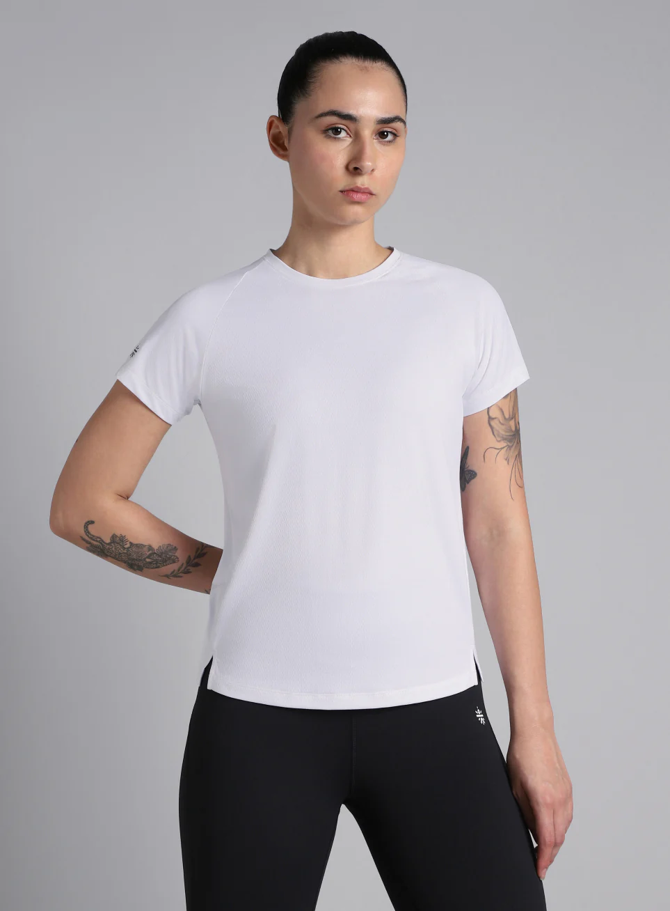 Women's Engineered Knit White Performance T-shirt - Image 4