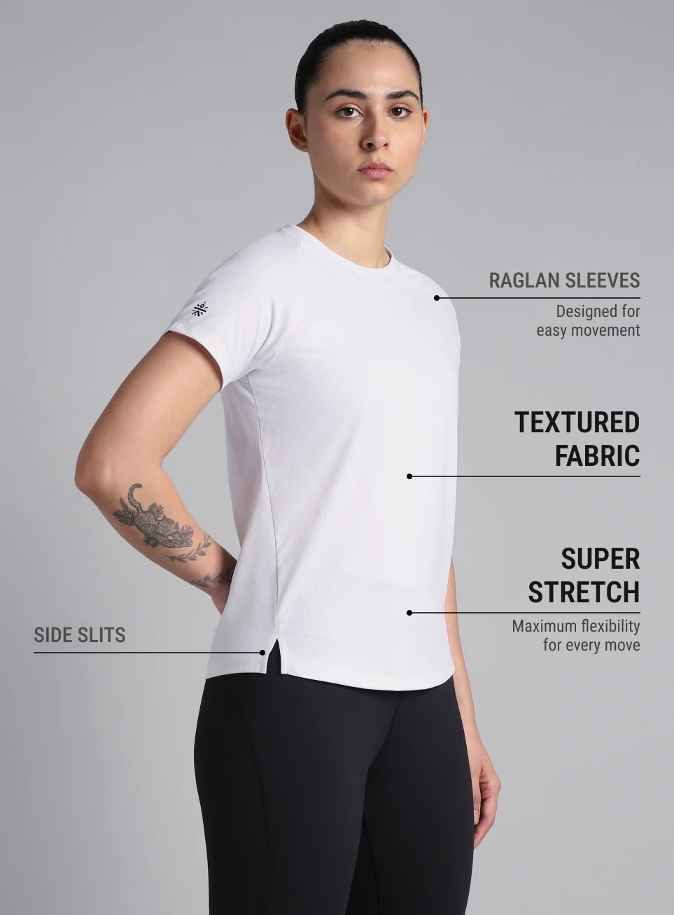 Women's Engineered Knit White Performance T-shirt - Image 5