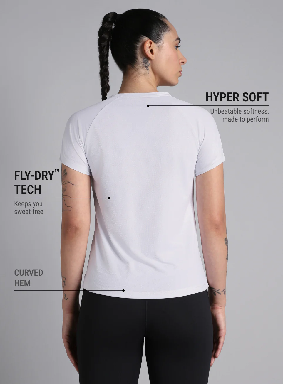 Women's Engineered Knit White Performance T-shirt - Image 6