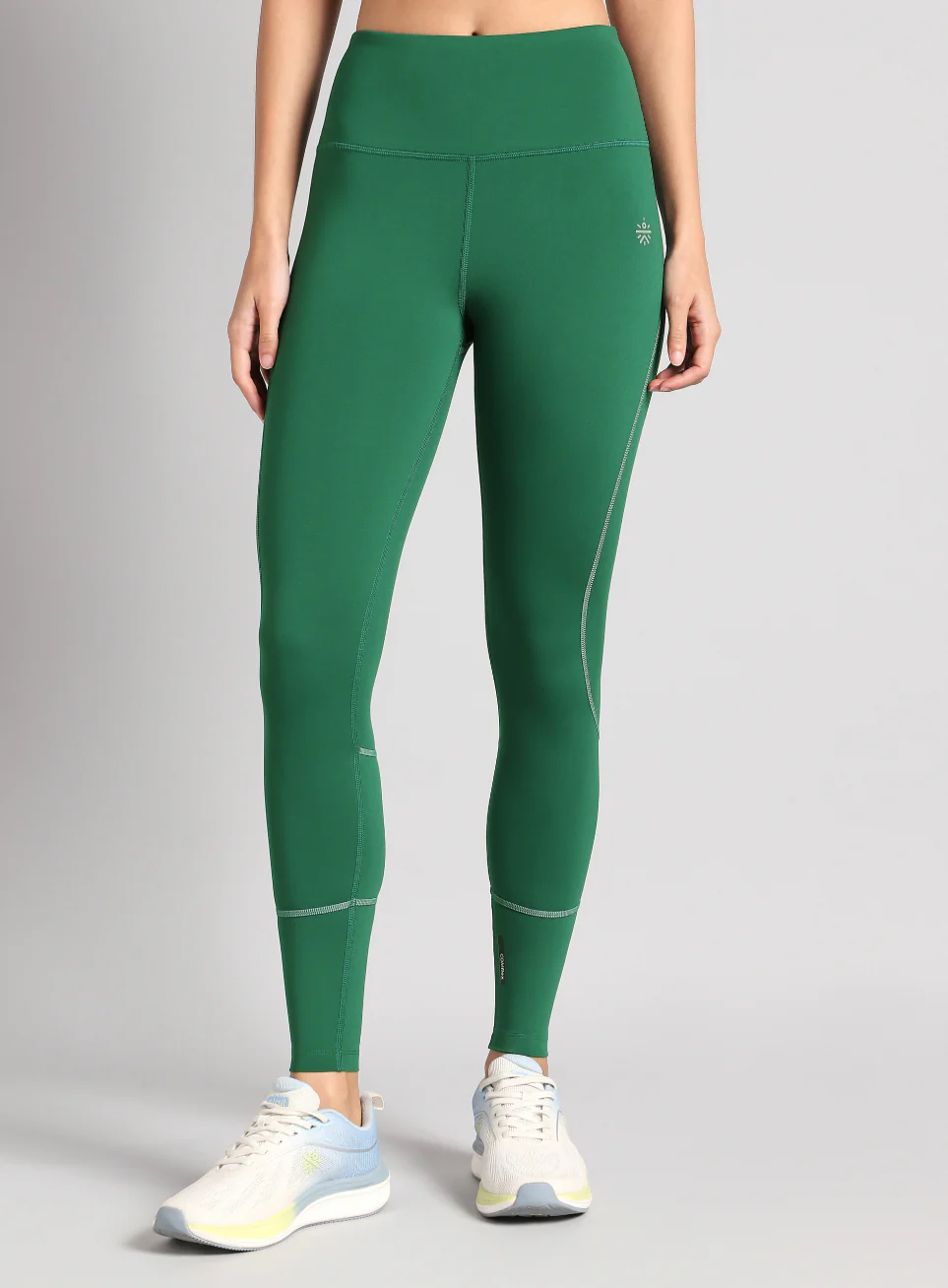 Women's Green Absolute Fit Solid Running Tights - Image 12