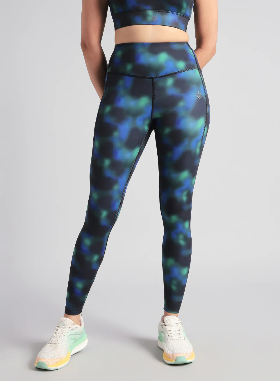 Women's Green AOP Runner's Pro COMFlex Tights - Image 4