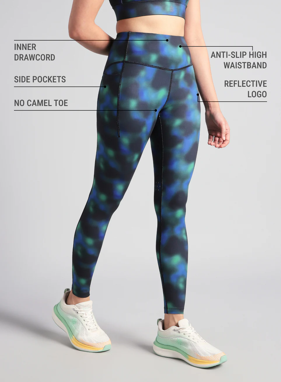 Women's Green AOP Runner's Pro COMFlex Tights - Image 5